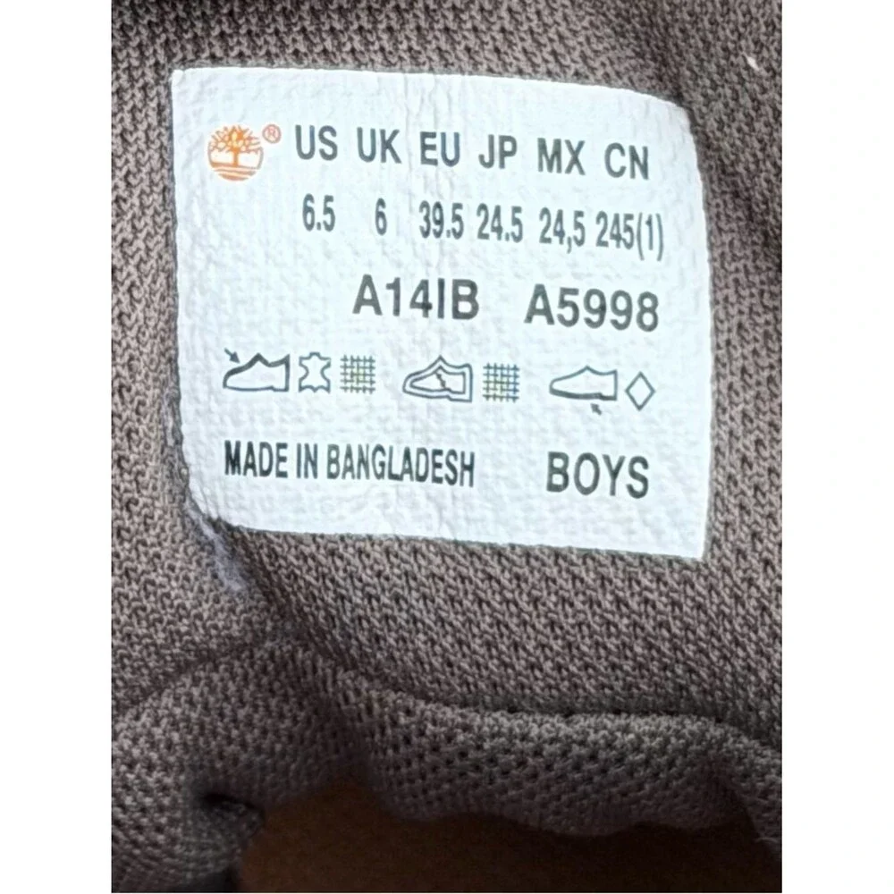 Timberland Mt. Maddsen Waterproof Hiking Boots Gray Brown Leather Boys 6.5 Trail